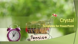  Presentation with pension - Slides having coins and alarm clock background and a tawny brown colored foreground