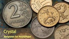  Presentation with russia - Cool new theme with coins and russian two rouble backdrop and a tawny brown colored foreground
