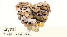  Presentation with heart - Theme consisting of coins-as-heart-on-white background and a cream colored foreground