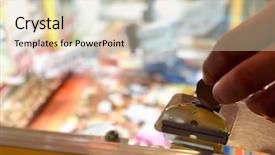  Presentation with slot machine - PPT theme featuring coins being inserted by hand background and a lemonade colored foreground