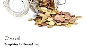  Presentation with save - Beautiful PPT theme featuring coins-euro-in-classic-glass backdrop and a white colored foreground