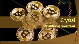  Presentation with bitcoins - Audience pleasing presentation theme consisting of coins fallimg - concept with bitcoins and falling backdrop and a tawny brown colored foreground