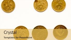 Presentation with russian - Presentation theme with coins fallimg - russian coin objects background and a yellow colored foreground