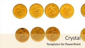  Presentation with education russian languages - Slides consisting of coins fallimg - russian coin objects background and a yellow colored foreground