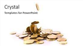  Presentation with white - Presentation theme enhanced with coins falling isolated on white background and a white colored foreground