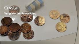  Presentation with metal detector - Colorful presentation theme enhanced with coins found with metal detector backdrop and a gray colored foreground