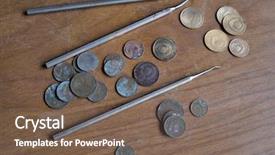  Presentation with metal detector - Colorful presentation theme enhanced with coins found with metal detector backdrop and a violet colored foreground