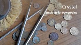  Presentation with metal detector - Slide deck featuring coins found with metal detector background and a gray colored foreground