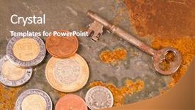  Presentation with world currency - PPT layouts featuring coins from around the world background and a coral colored foreground