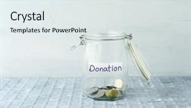  Presentation with glass chemistry lab equipment - Audience pleasing presentation theme consisting of coins in glass money jar backdrop and a sky blue colored foreground