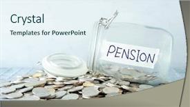  Presentation with pension - Audience pleasing slides consisting of coins in glass money jar backdrop and a sky blue colored foreground