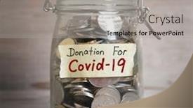  Presentation with donation - Colorful PPT theme enhanced with coins-in-glass-money-jar backdrop and a light gray colored foreground