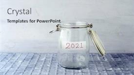  Presentation with 2021 - Beautiful presentation featuring coins-in-glass-money-jar backdrop and a sky blue colored foreground