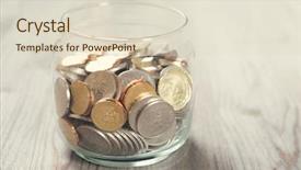  Presentation with rustic wood wooden frame - PPT theme enhanced with coins in glass money jar background and a lemonade colored foreground