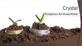  Presentation with soil compaction - Amazing PPT theme having coins in soil with young backdrop and a white colored foreground