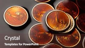 Presentation with crude oil - Colorful PPT theme enhanced with coins in the crude oil backdrop and a tawny brown colored foreground