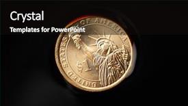  Presentation with crude oil - PPT theme consisting of coins in the crude oil background and a  colored foreground