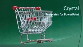  Presentation with magic shop - Slide set with coins-in-the-shop-trolley background and a forest green colored foreground