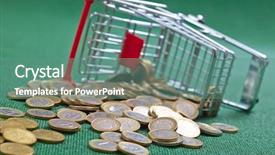  Presentation with us coins - Amazing PPT theme having coins in the shopping basket backdrop and a seafoam green colored foreground