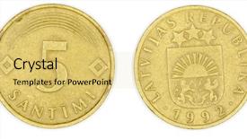  Presentation with octopus on isolated white - Beautiful PPT theme featuring coins isolated on a white backdrop and a yellow colored foreground