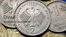  Presentation with german - Presentation design with coins of germany german eagle background and a light gray colored foreground