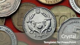  Presentation with israel - Slide deck with coins of israel two cornucopia background and a gray colored foreground