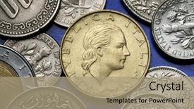  Presentation with mario - Audience pleasing PPT layouts consisting of coins of italy allegory backdrop and a coral colored foreground