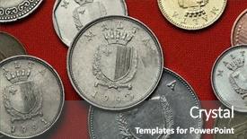  Presentation with malta - Slides consisting of coins of malta coat of arms of malta depicted in the maltese lira coins background and a gray colored foreground