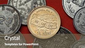  Presentation with stacks of rupee coins - Slides enhanced with coins of nepal map background and a violet colored foreground