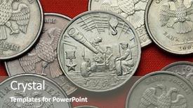 Presentation with world war - Theme having coins of russia artillery factory background and a gray colored foreground