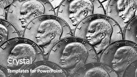  Presentation with liberty - Cool new PPT theme with coins of silver american money backdrop and a gray colored foreground