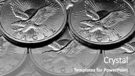  Presentation with silver - Slide set consisting of coins of silver american money background and a gray colored foreground