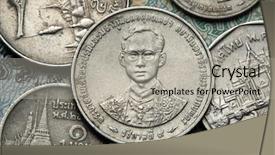  Presentation with king - Colorful slides enhanced with coins of thailand king bhumibol backdrop and a light gray colored foreground