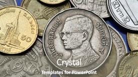  Presentation with thailand - Beautiful slides featuring coins of thailand king bhumibol backdrop and a  colored foreground