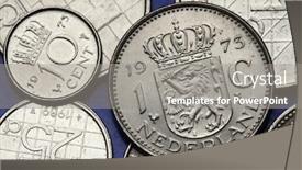  Presentation with dutch - Presentation design having coins of the netherlands coat of arms of the netherlands depicted on the dutch guilder coin background and a gray colored foreground