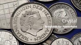  Presentation with queen - Colorful PPT theme enhanced with coins of the netherlands queen juliana of the netherlands depicted on the dutch guilder coins backdrop and a gray colored foreground