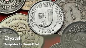  Presentation with ancient mathematics - Amazing PPT theme having coins of turkmenistan ancient drinking backdrop and a gray colored foreground