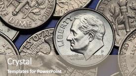  Presentation with usa - Cool new PPT theme with coins of usa franklin d backdrop and a gray colored foreground