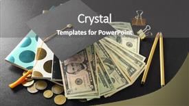  Presentation with school graduation - Colorful slide set enhanced with coins on blackboard pocket money backdrop and a  colored foreground