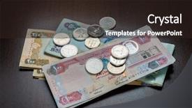  Presentation with islamic finance - Slide deck with coins on dark background background and a wine colored foreground