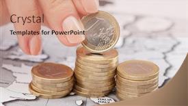  Presentation with map - Amazing PPT layouts having coins-on-the-map backdrop and a coral colored foreground