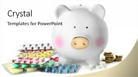  Presentation with piggy bank - Audience pleasing presentation design consisting of coins on white background health backdrop and a white colored foreground
