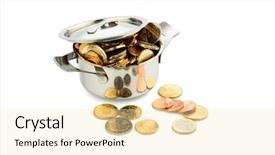  Presentation with euro - Presentation theme featuring coins photo icon for government background and a  colored foreground