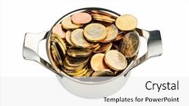  Presentation with euro - Audience pleasing slides consisting of coins photo icon for government backdrop and a  colored foreground