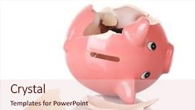  Presentation with piggy bank - Beautiful PPT layouts featuring coins raining - broken piggy bank isolated backdrop and a lemonade colored foreground