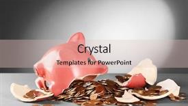  Presentation with piggy bank - Audience pleasing PPT theme consisting of coins raining - broken piggy bank backdrop and a lemonade colored foreground