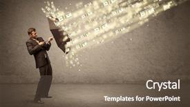  Presentation with umbrella - Colorful slides enhanced with coins raining - business man holding umbrella backdrop and a violet colored foreground