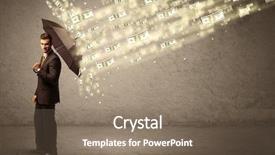  Presentation with umbrella - PPT theme having coins raining - business man holding umbrella background and a  colored foreground