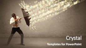  Presentation with umbrella - Amazing slide set having coins raining - business man holding umbrella backdrop and a  colored foreground