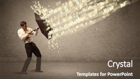  Presentation with umbrella - Presentation design having coins raining - business man holding umbrella background and a  colored foreground